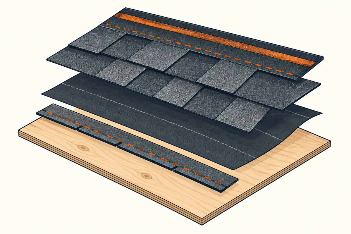 Diagram: replacing a wind-torn shingle